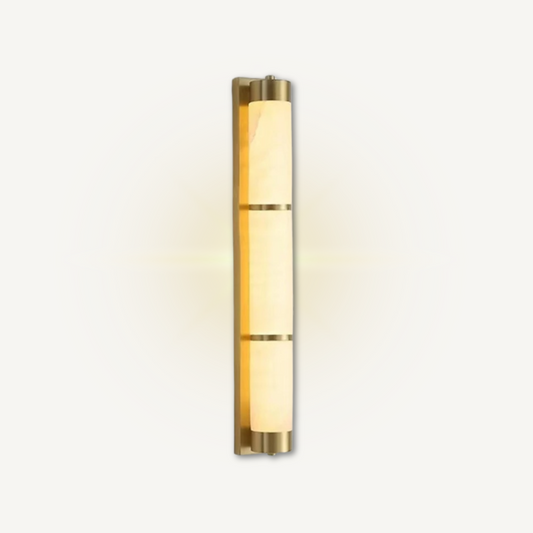 ADRIAN triple marble sconce angled view showing three natural stone shades