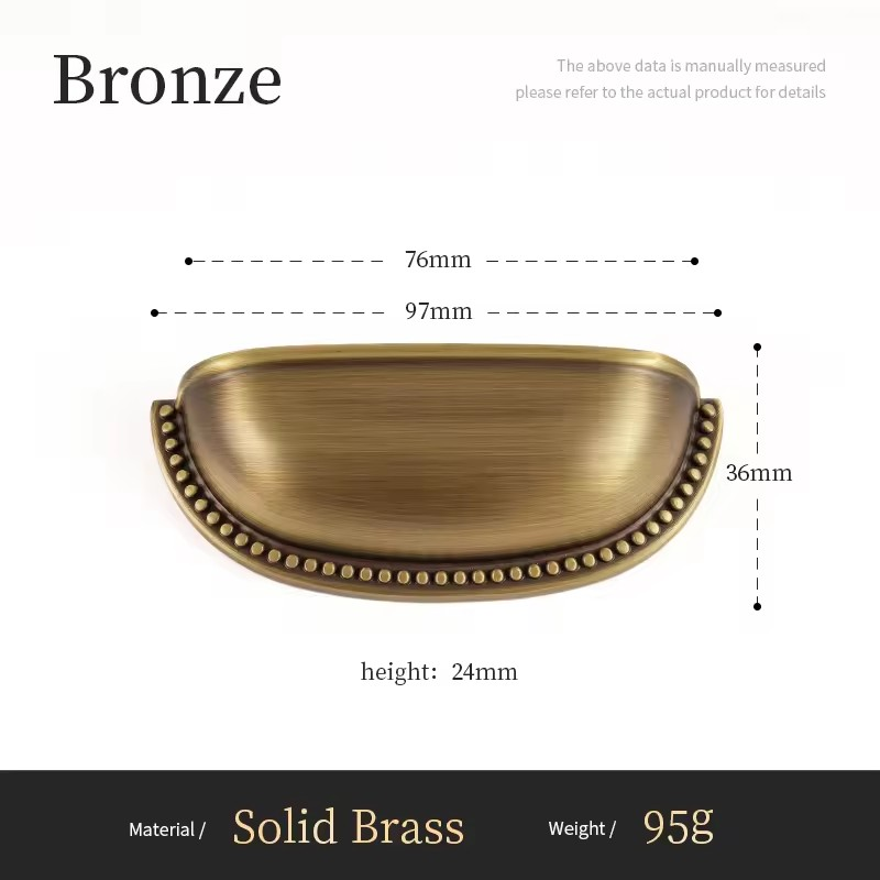 ROSENDALE antique brass cup pull angled view showing deep cup profile and aged bronze patina finish