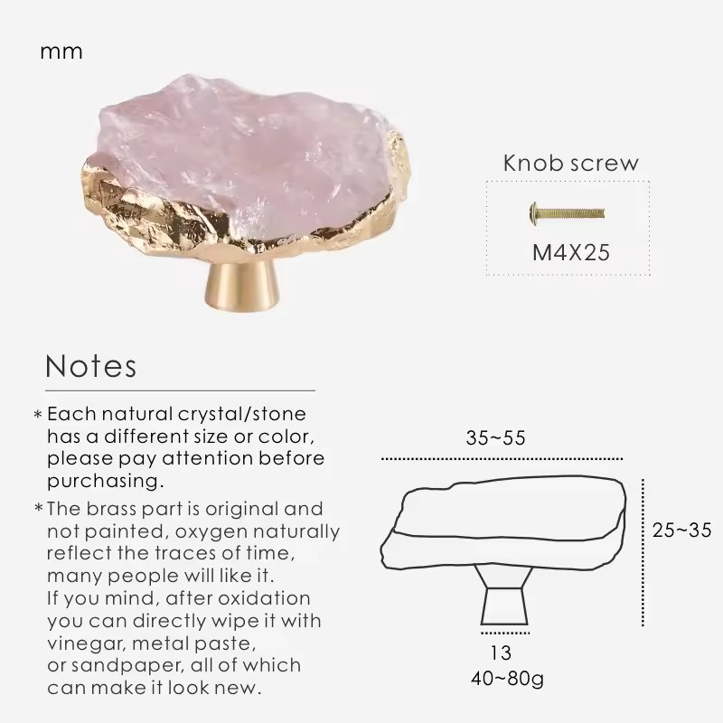AMELIE | Brass Crystal Gem Knob