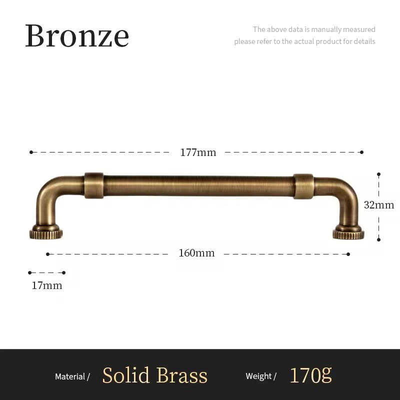 DARCY antique bronze cabinet pull bar dimensions and specifications diagram