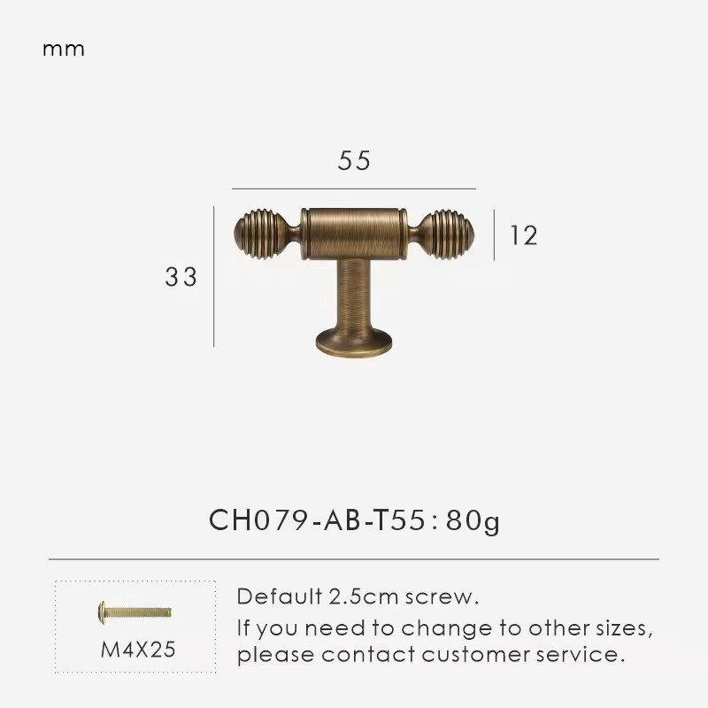 PEMBROKE | Solid Brass Antique T-Bar