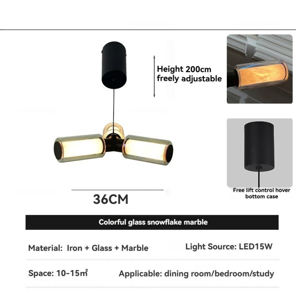 CLARISSE marble and glass pendant light dimensions and specifications diagram