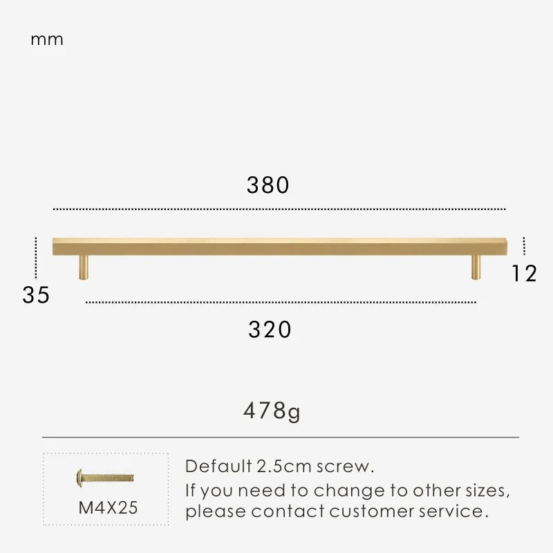 Dimensions diagram for REGENT solid brass square long pull handle 360mm with complete specification