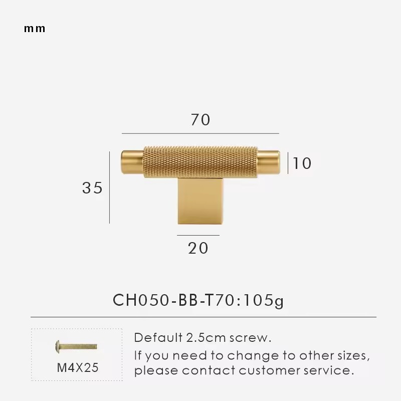 ISADORA | Solid Brass Knurled T-Bar Handle
