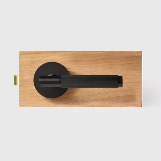 Camille brass linear lever handle viewed at angle showing straight bar form
