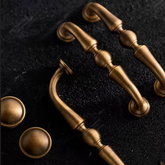 Nordic cabinet knob in bronze brass finish — minimalist solid brass dome for kitchen and wardrobe