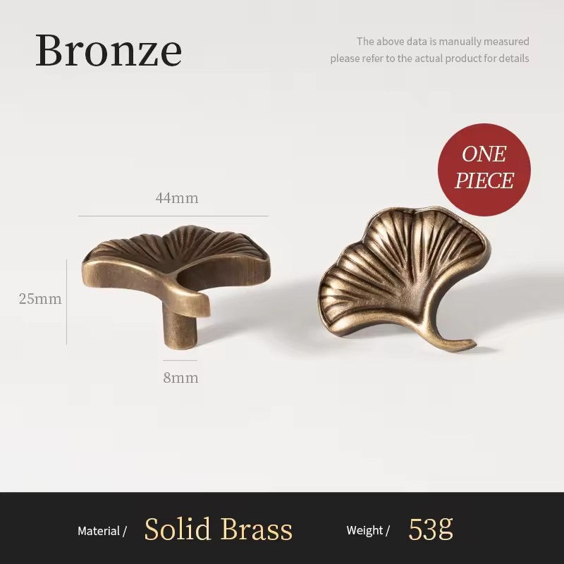 LUNA | Antique Brass Ginkgo Biloba Drawer Knob