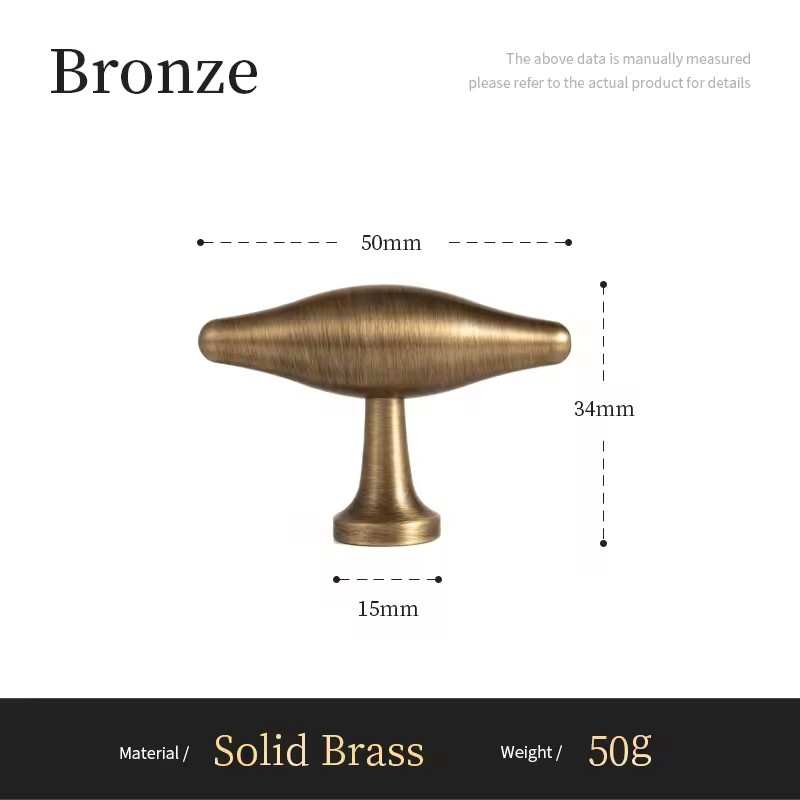 Retro bronze T-bar cabinet knob close-up showing hammered texture and antique patina