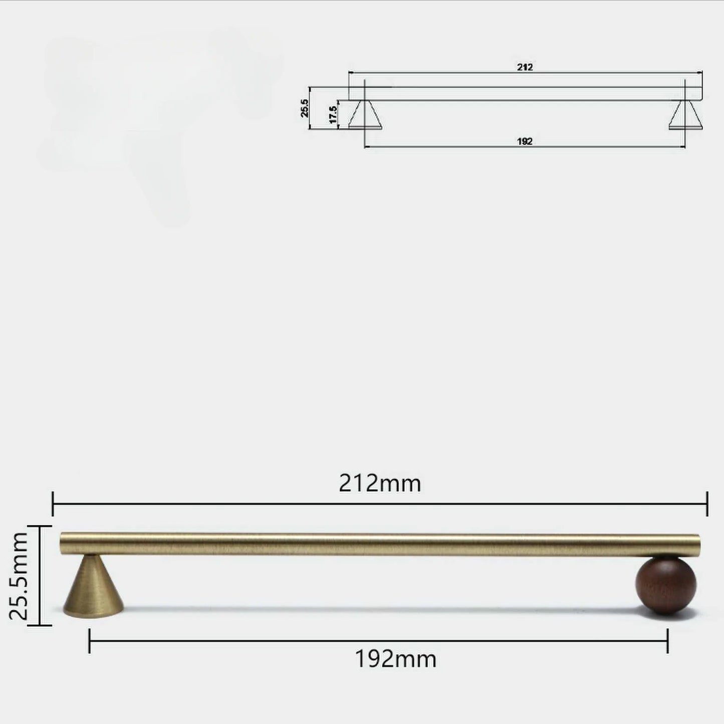 CHESNUT | Bronze Brass & Walnut Wood Cabinet Handle