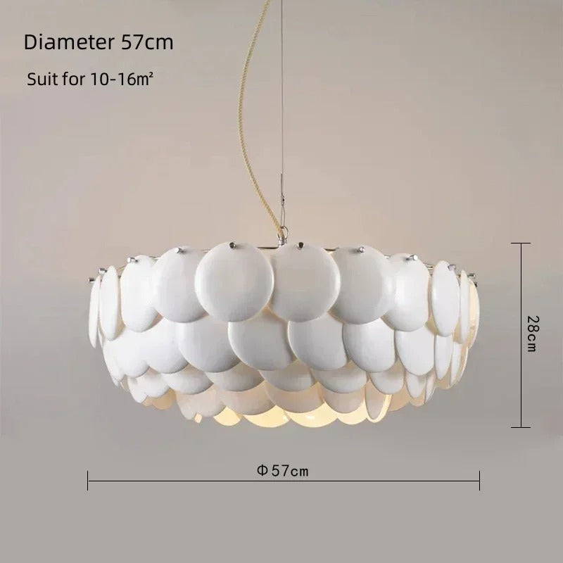 Technical dimensions and specification diagram for the PEMBRIDGE Danish ceramic chandelier in millimetres