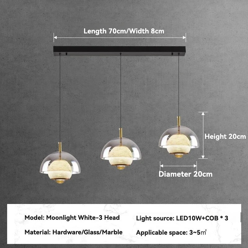 Lucia Italian light alabaster pendant light dimensions diagram showing shade width and drop length