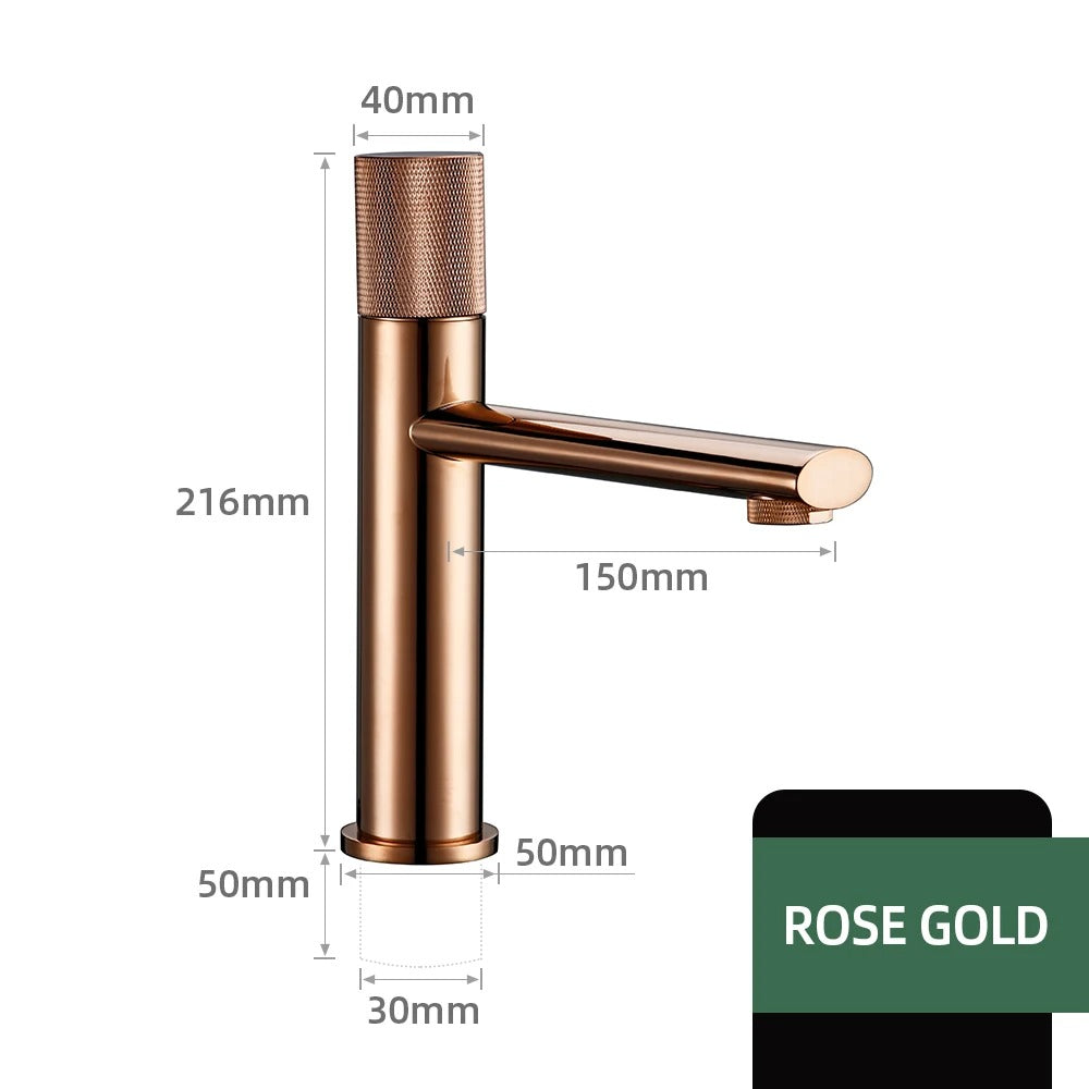 ARTHUR | Rose Gold Knurled Basin Faucet
