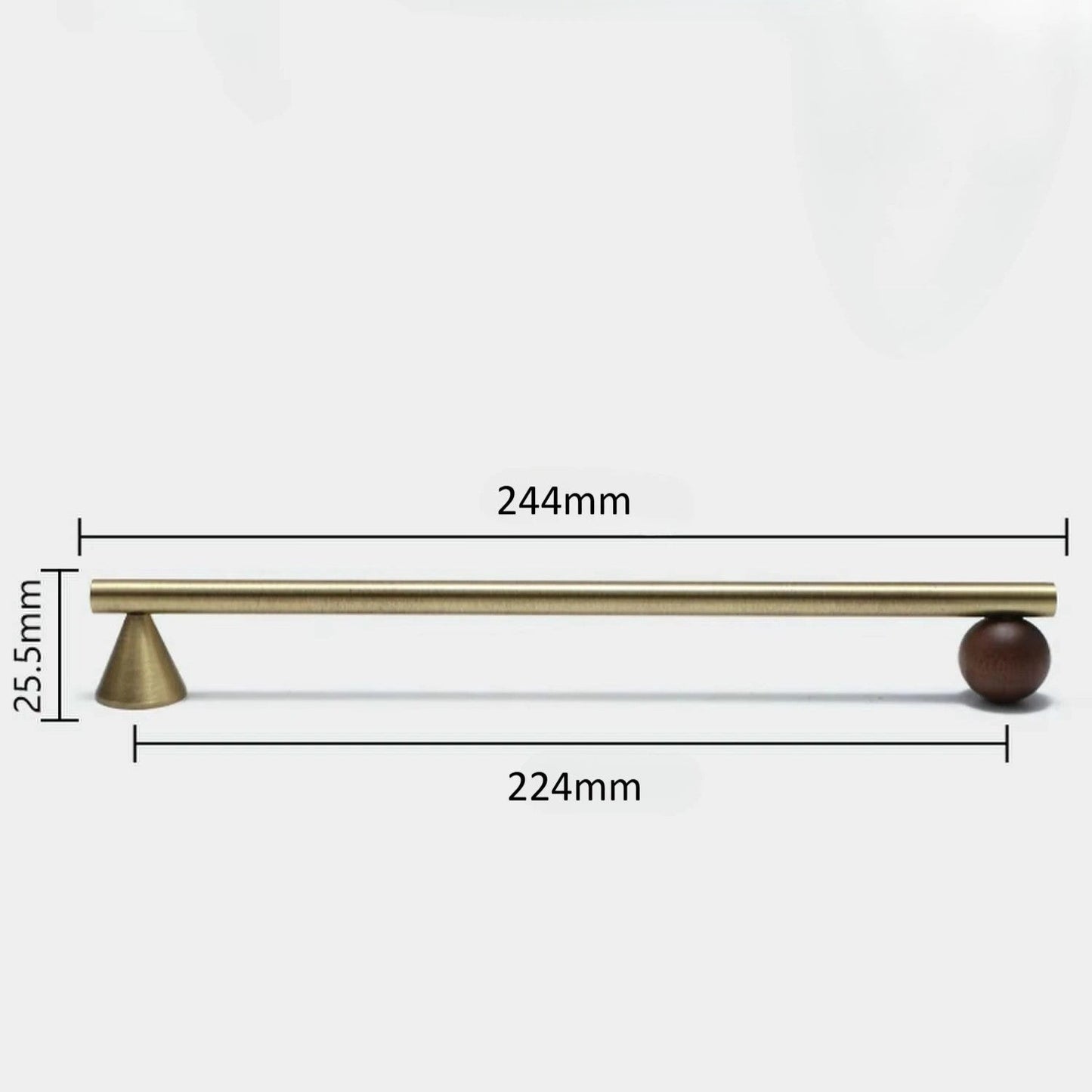 CHESNUT bronze brass and walnut wood cabinet handle dimensions and specifications diagram