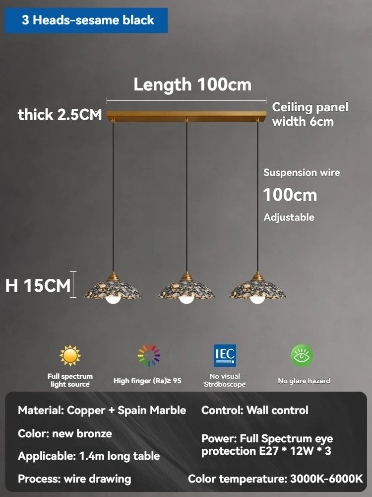 Marble pendant dimensions and specifications diagram