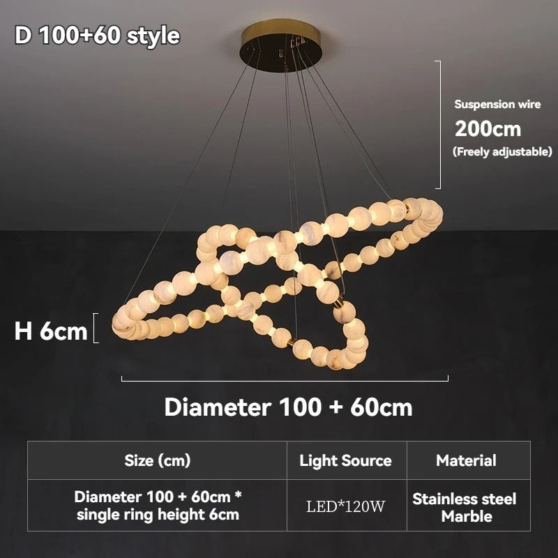 French marble di-pendant chandelier dimensions and specifications diagram