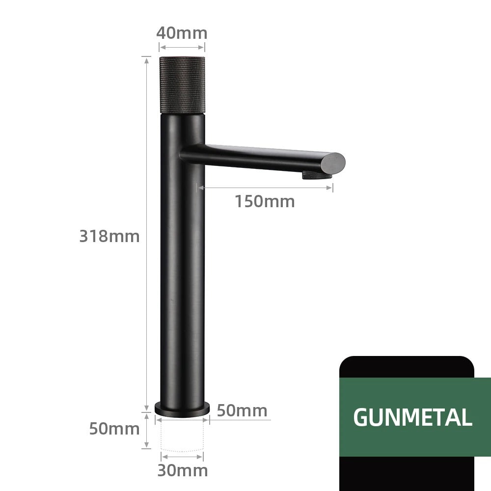ARTHUR | Gunmetal Knurled Basin Faucet