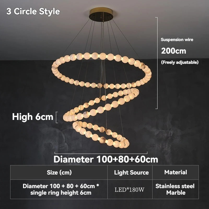 CAMI| French Marble Tri-Pendant Chandelier