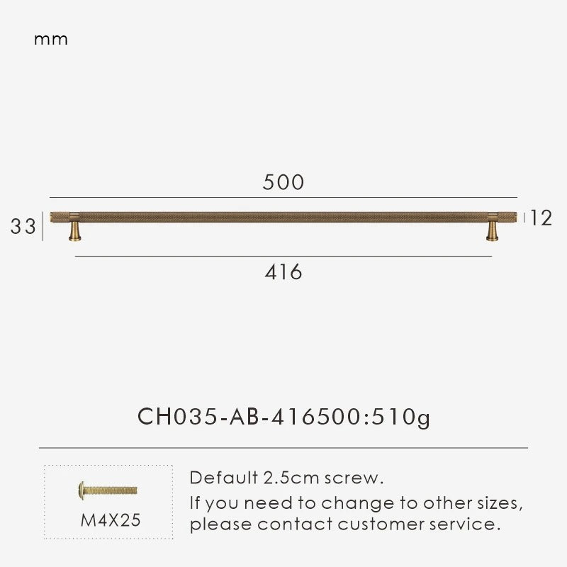 Technical dimensions diagram for the QUILL diamond-cut knurled T-bar with measurements in millimetres