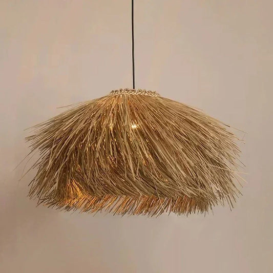 ANAIS rattan chandelier angled view showing woven texture and organic form