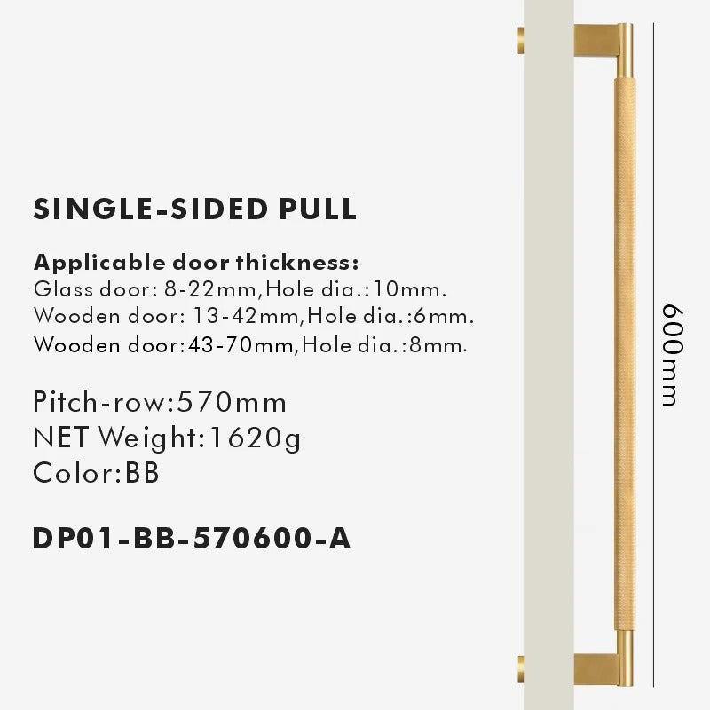 VIVVIENE | Solid Brass Cross Knurled Pull Bar