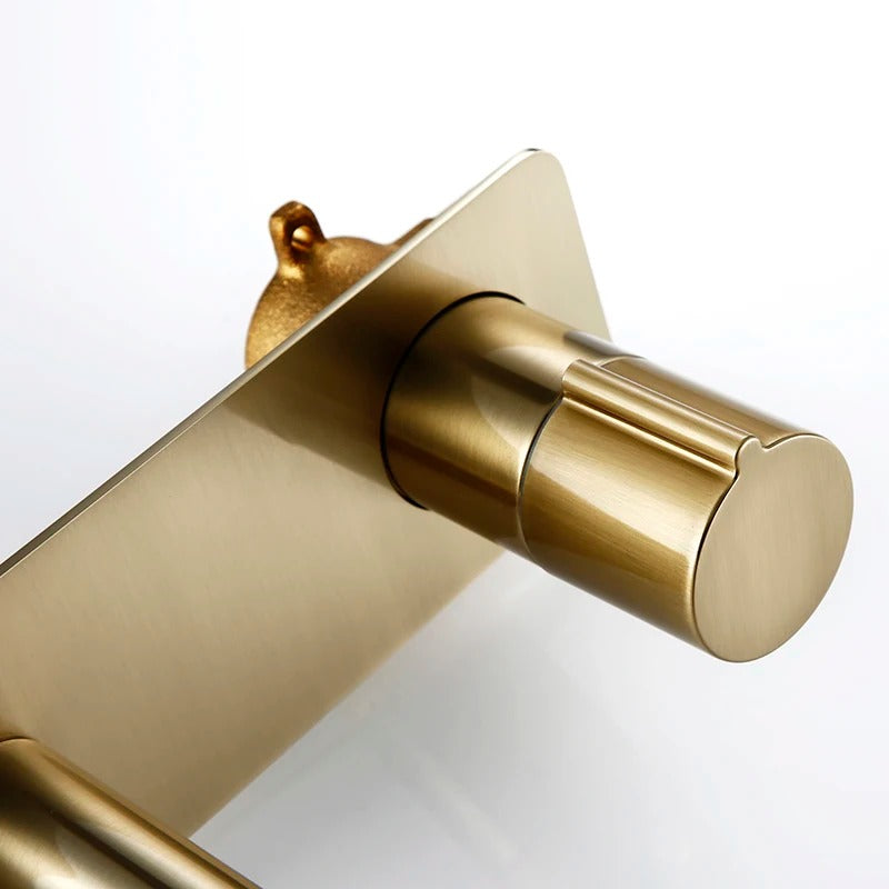 OLIVER | Brushed Gold Wall-Mount Bathroom Vanity Sink Faucet