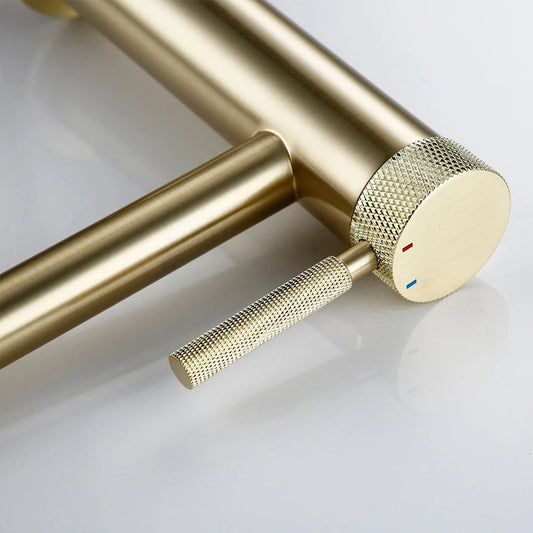 Felix matte black basin faucet angled view showcasing knurled detailing on the spout and body