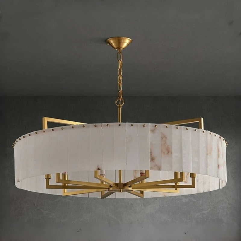 BASTIEN| Round Brass Marble Pendant Light