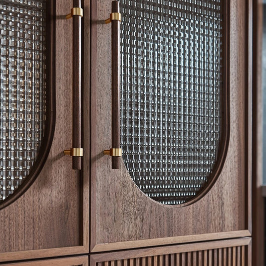 CLAUS | Black Walnut T-Bar Cabinet Handles | Solid Wood & Brass Pulls