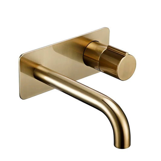 OLIVER | Brushed Gold Wall-Mount Bathroom Vanity Sink Faucet