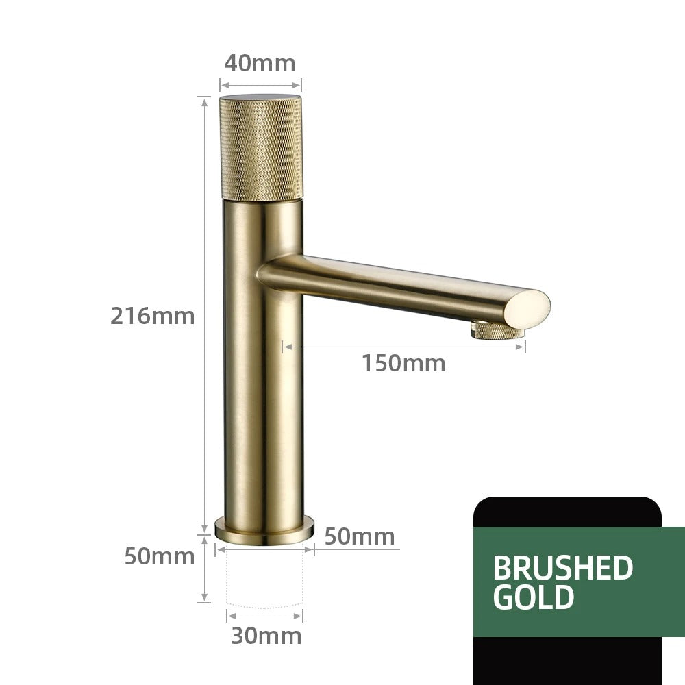 ARTHUR | Gold Knurled Basin Faucet