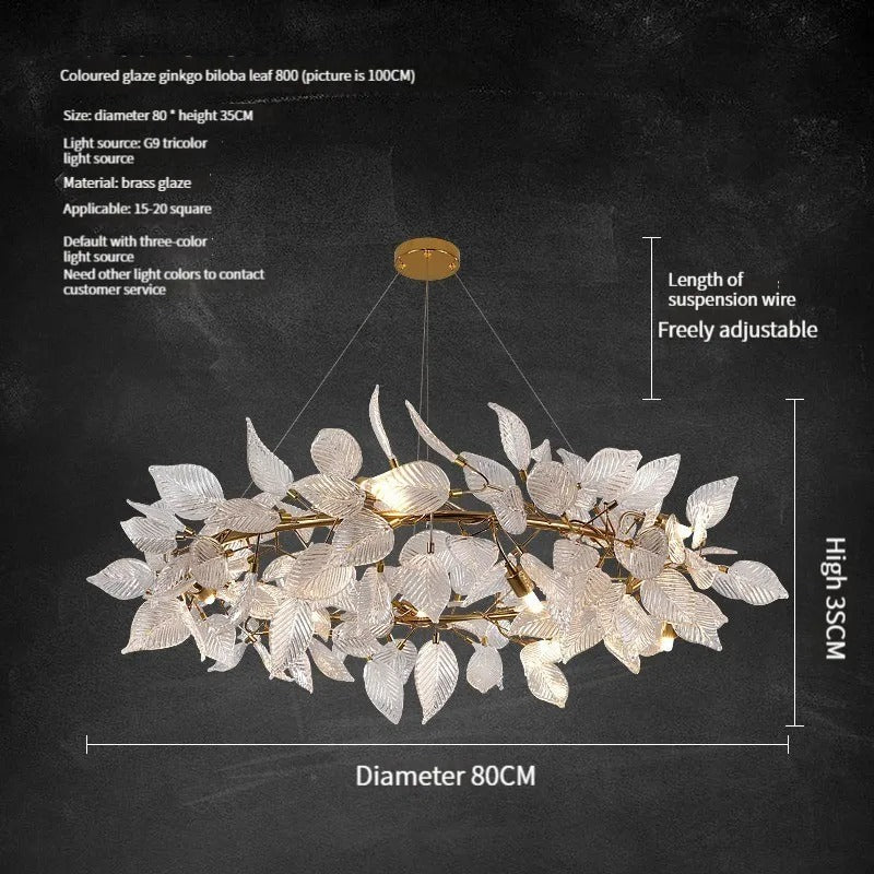 SORA| Round Crystal Copper Chandelier