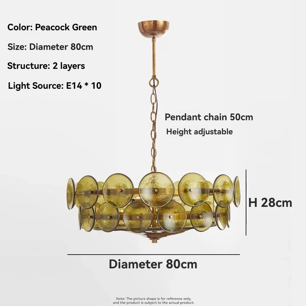 Murano glass chandelier dimensions and specifications diagram