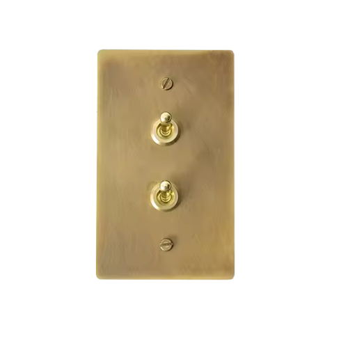 Retro 1-Gang Double Rocker Switch | Solid Brass Wall Plate