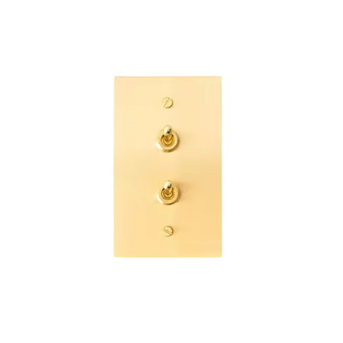 Retro 1-Gang Double Rocker Switch | Solid Brass Wall Plate