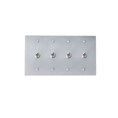 Retro 4-Gang Rocker Switch | Solid Brass Wall Plate