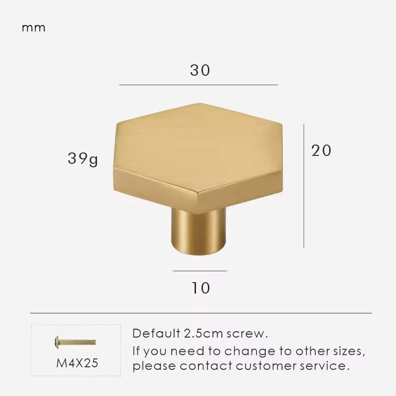 LIDO | Hexagon Solid Brass Knob