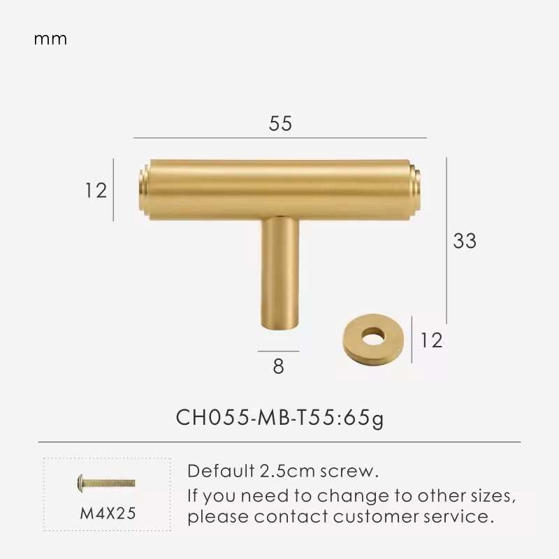 REDMOND | Solid Brass T-Bar Cabinet Knob