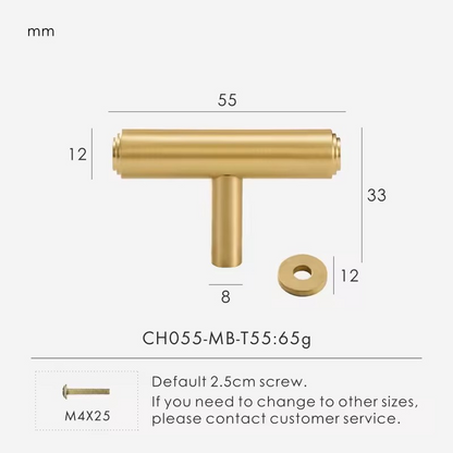 REDMOND | Solid Brass T-Bar Cabinet Knob