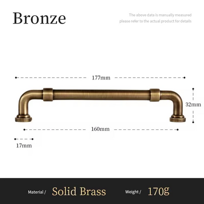 DARCY antique bronze cabinet pull dimensions and specifications diagram