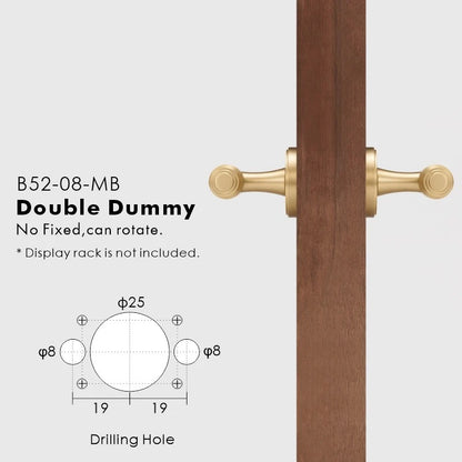 LUCCA solid brass lever handle in matt brass finish — double dummy for wardrobe doors