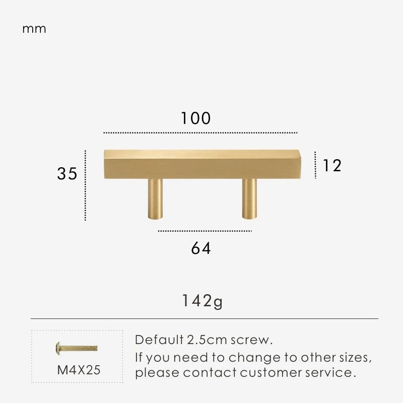 Dimensions diagram for REGENT solid brass pull bar 100mm with centre-to-centre hole spacing shown