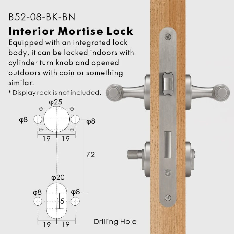 LUCCA lever handle in matte black finish — mortise lock for bedroom and suite doors