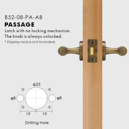 Brushed nickel solid brass lever handle in passage configuration for interior doors