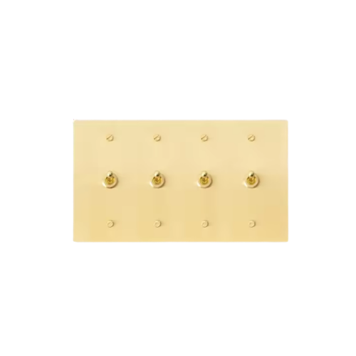 Retro 4-Gang Rocker Switch | Solid Brass Wall Plate