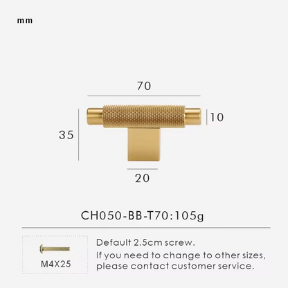 ISADORA | Solid Brass Knurled T-Bar Handle