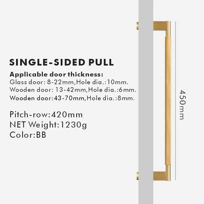 VIVVIENE | Solid Brass Cross Knurled Pull Bar