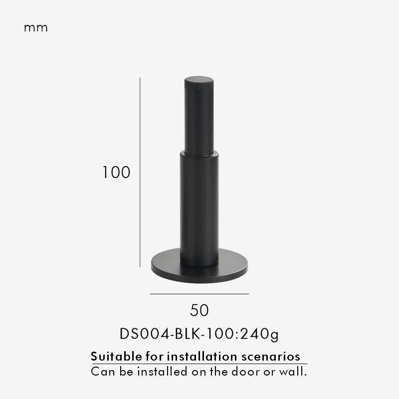 Plain solid brass door stop in matte black and silver finish options