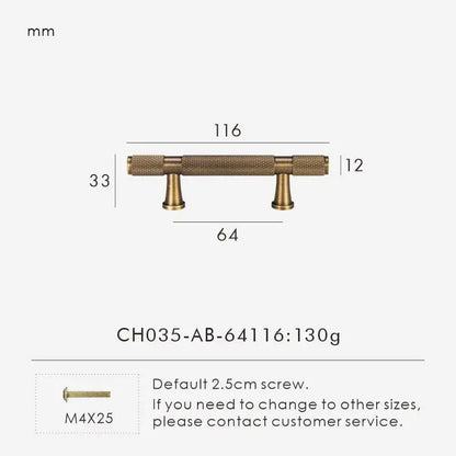 QUILL knurled pull bar in antique brass finish – variant flat-lay on neutral studio surface