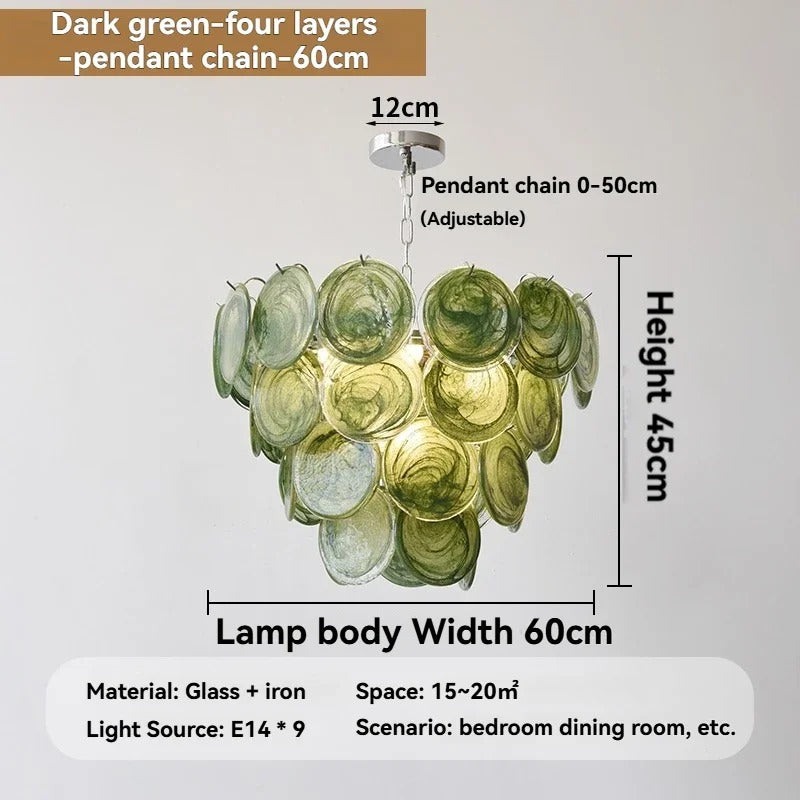 ISABELLE| Murano Green Glass Chandelier
