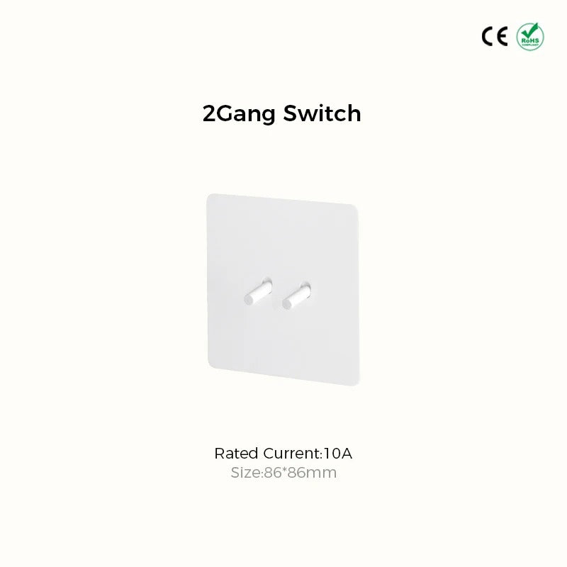 Detail of white stainless steel switch plate — 10A-16A toggle for residential and office